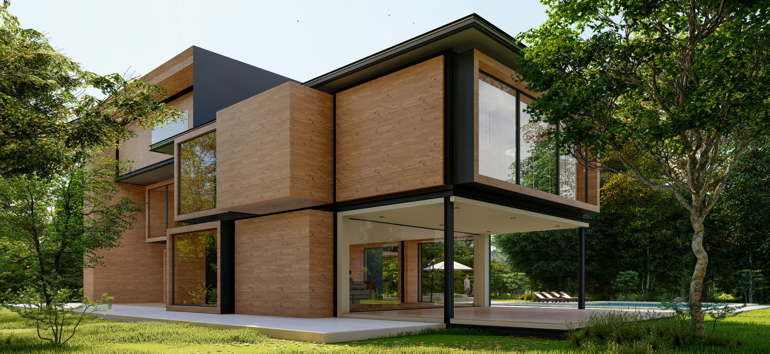 Casa contemporánea moderna en madera y hormigón